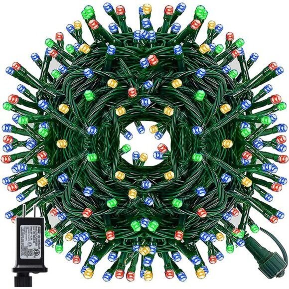 66FT Outdoor Christmas Green Wire LED Fairy Lights, 8 Lighting Modes, Multicolor - Picture 3 of 7